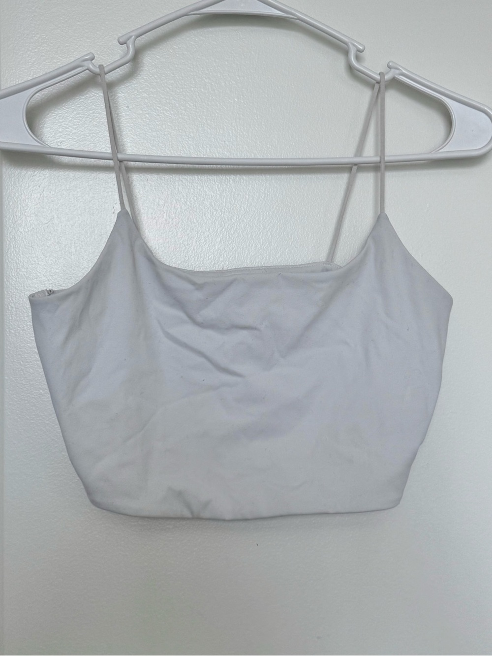 Garage White Spaghetti Strap Crop Tank